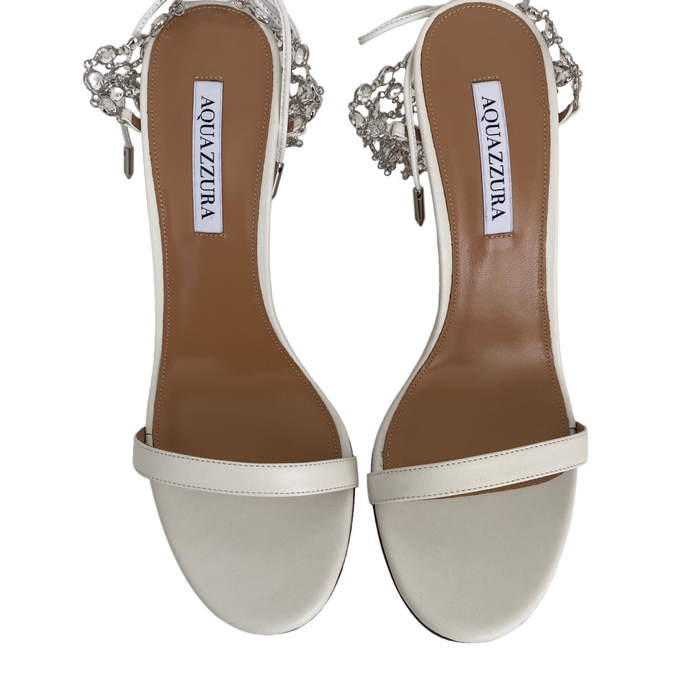 Aquazzura Women’s s Crystal Web Sandal 105 | White Crystal Heels - Picture 5 of 16